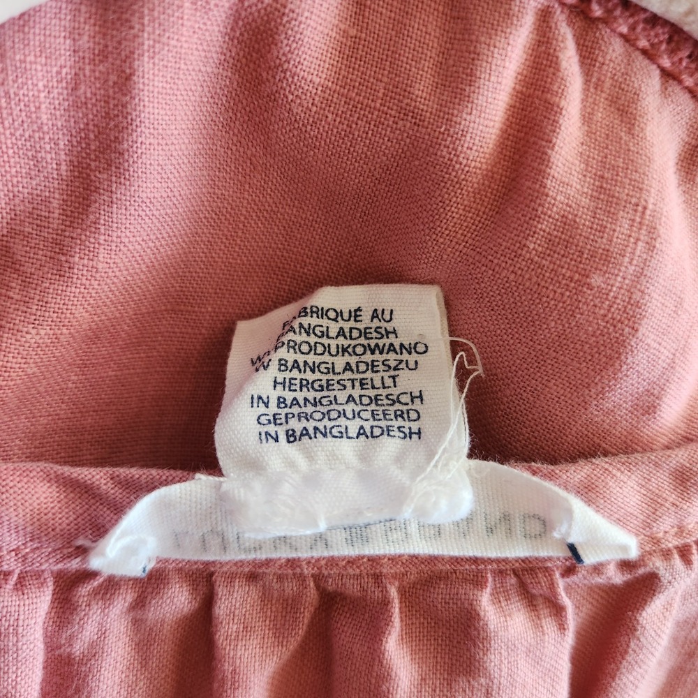 Lucky Brand Baby Doll Tiered Linen Dress Small Pink Boho Summer Beach Croquette - Picture 9 of 11